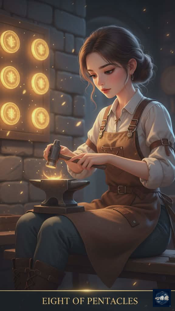 錢幣 8 (Pentacles 8)