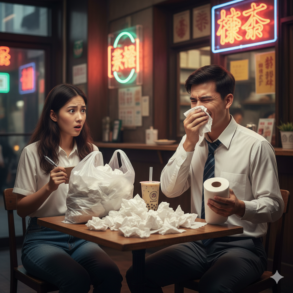 Bizarre purification at a bubble tea shop