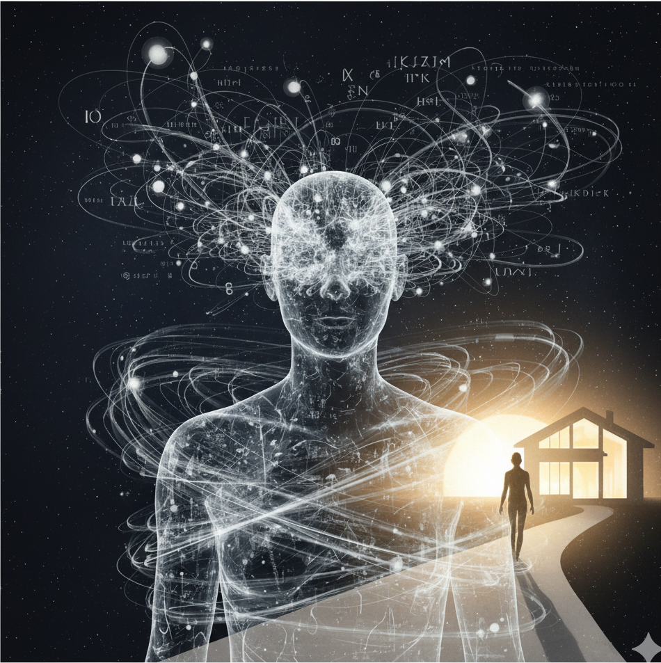 Symbolic image of Osho's Instruction: Don't Identify, Return to Life