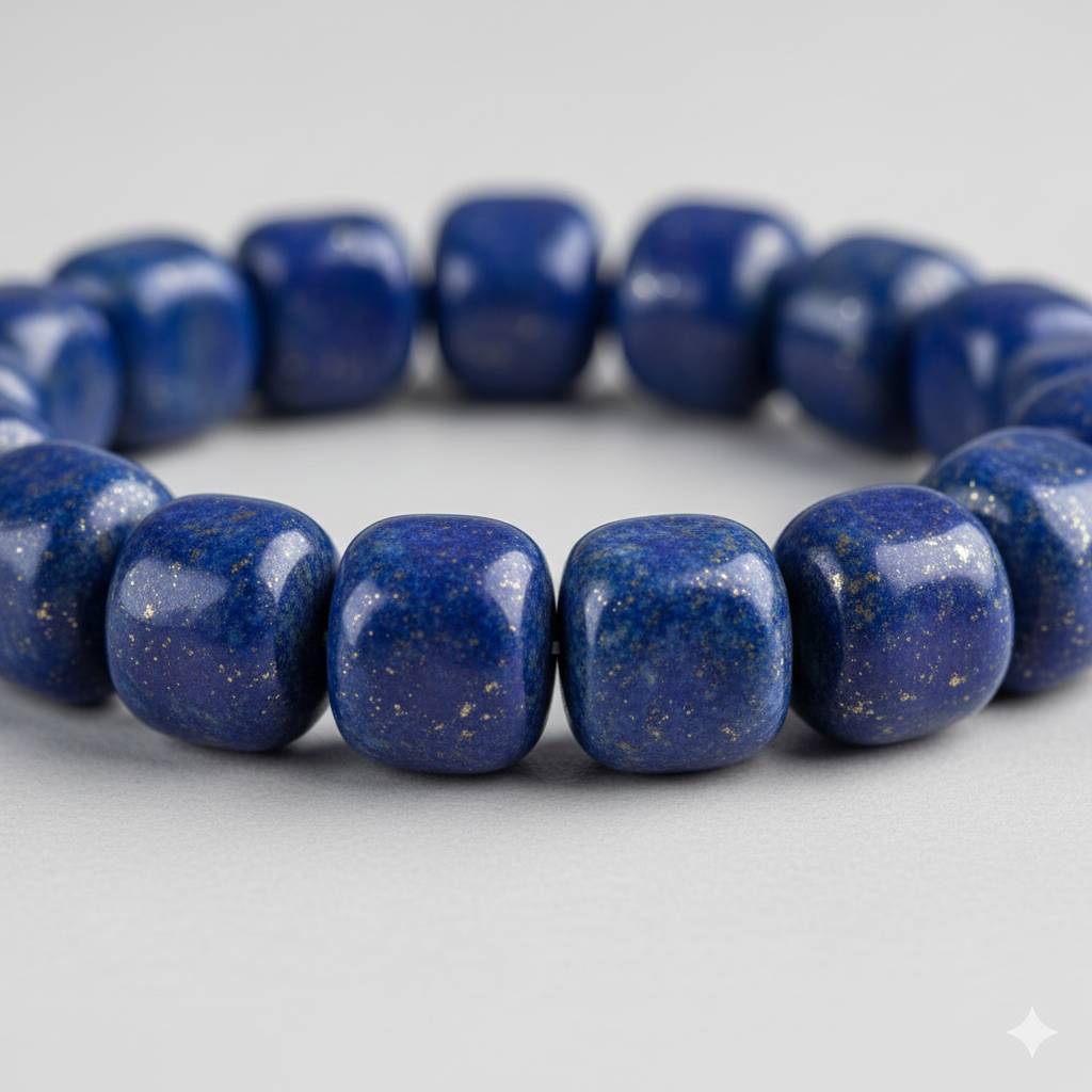 The Lapis Lazuli healing properties shown in a raw stone bracelet