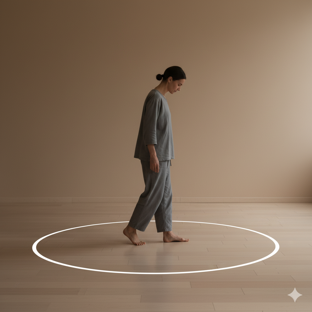 Awareness of walking in a circle