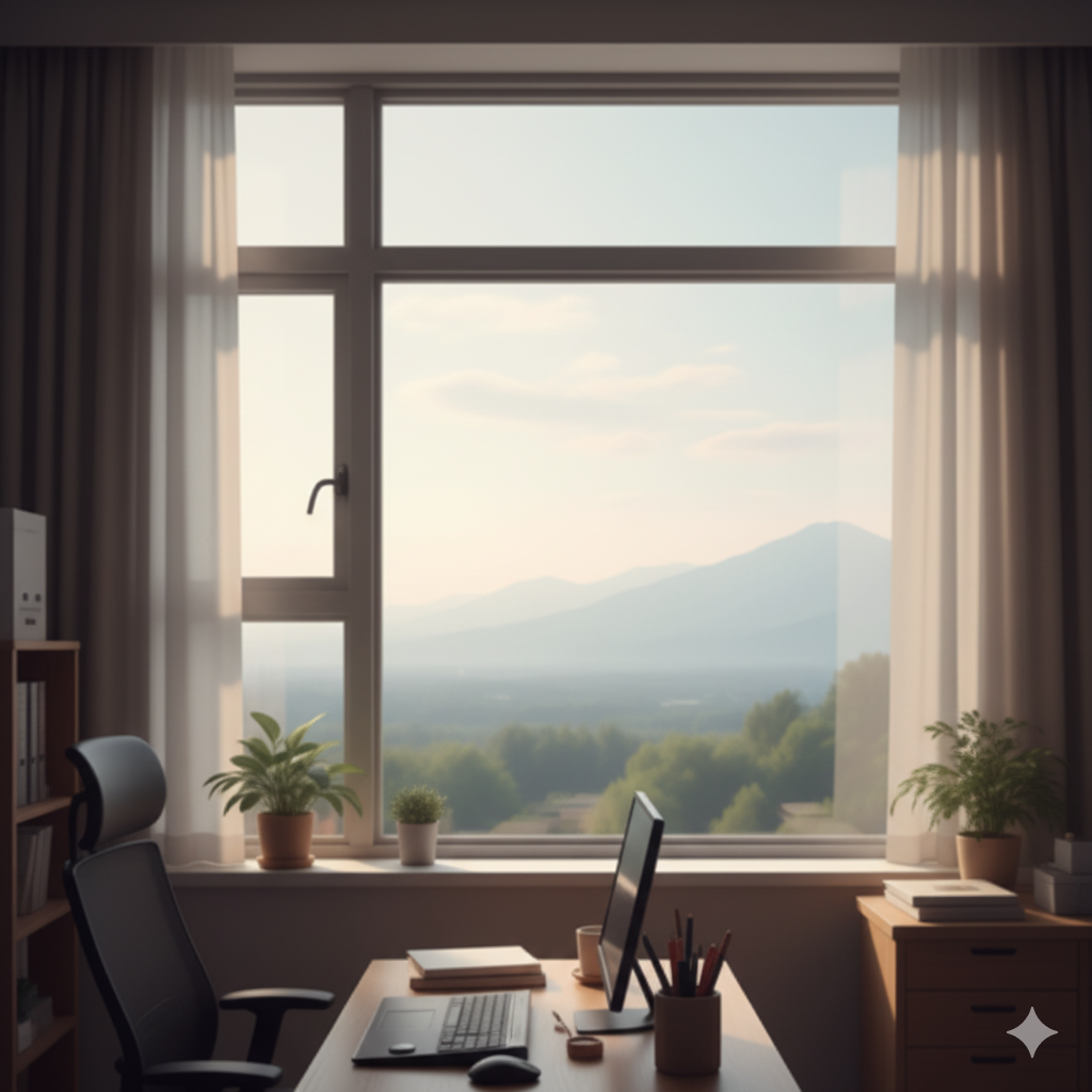 Distant view healing by the window