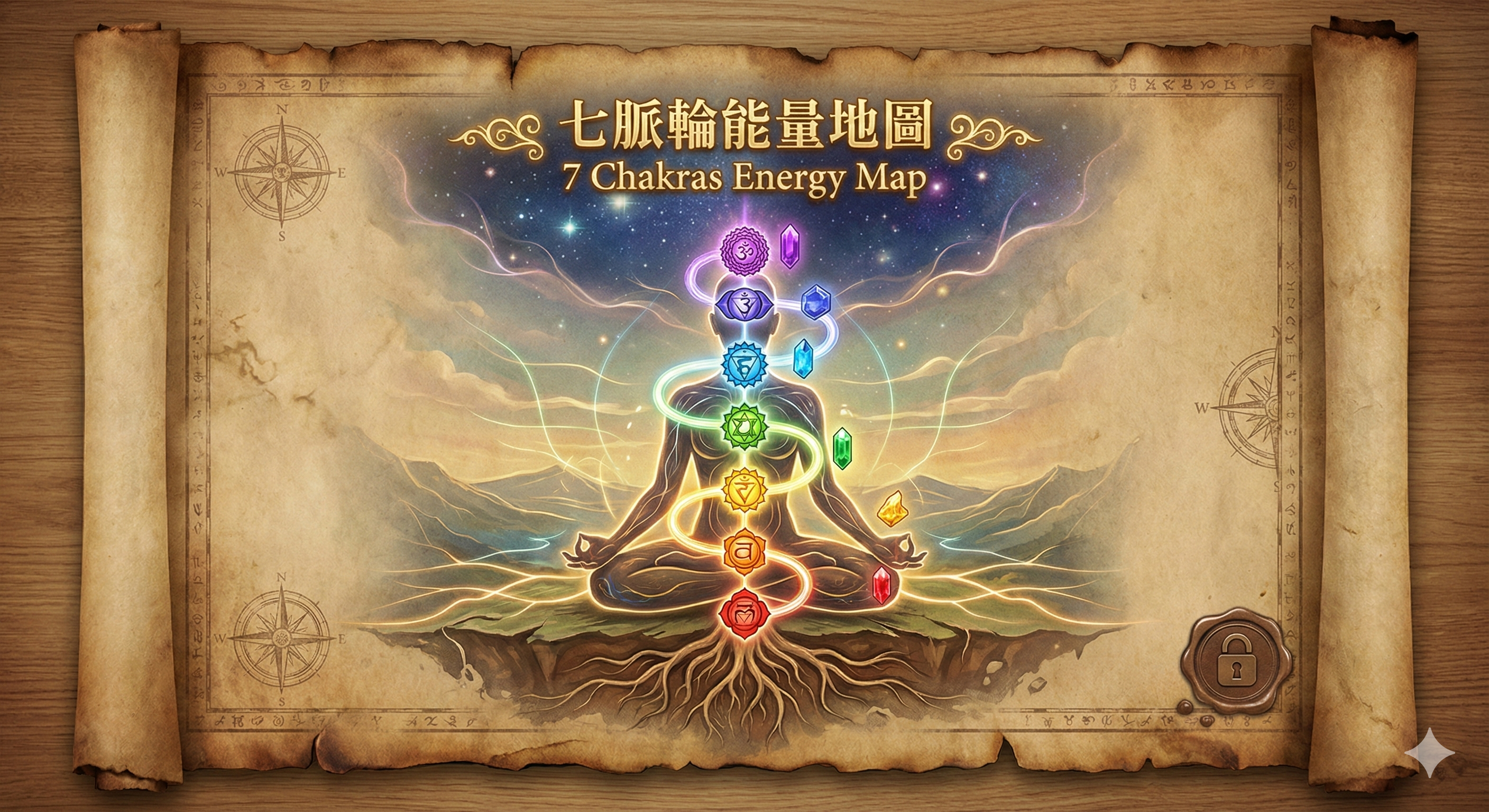 7 Chakras Energy Map Scroll